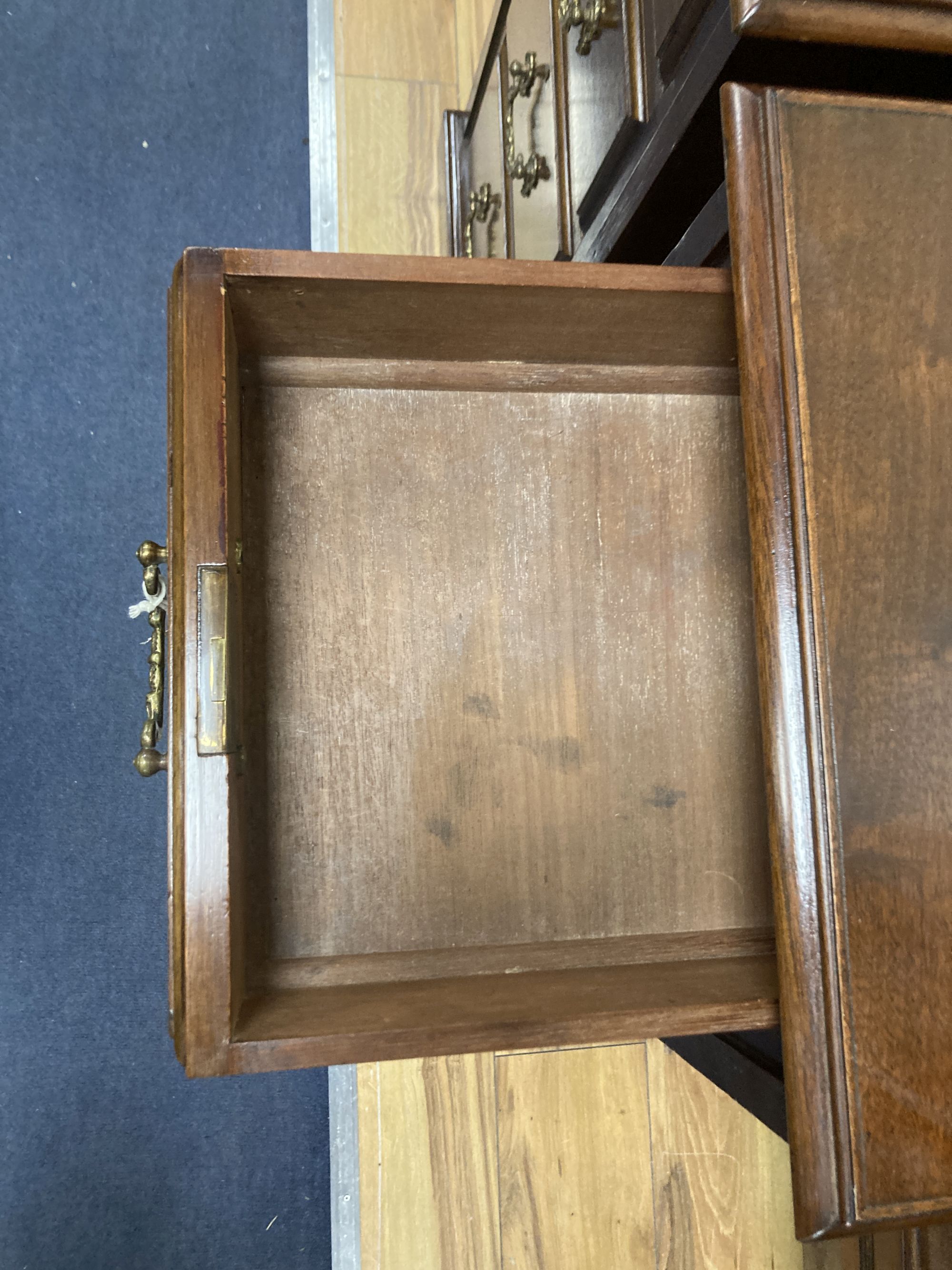 A pair of late Victorian mahogany chests, width 42cm, depth 49cm, height 75cm